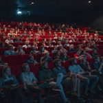 Vintage movie theater with red velvet seats