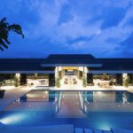 Seoul cityscape at night with bright neon lights